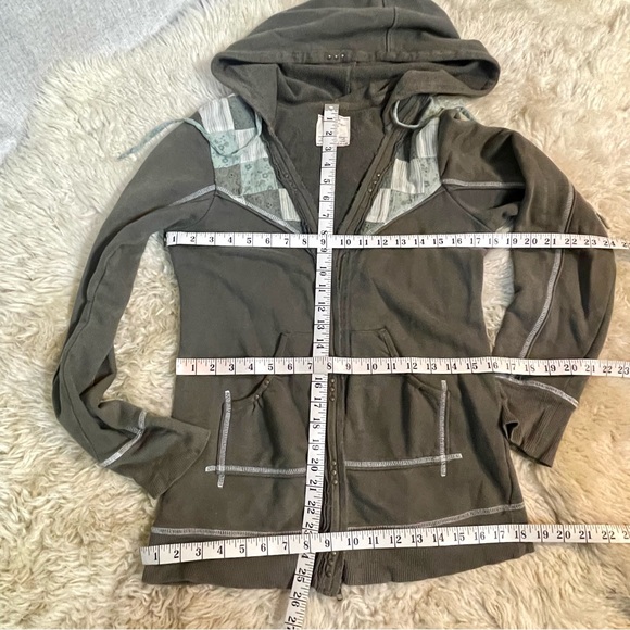 Free People Intimately Olive Patchwork Zip-Up Hoodie in Sz Medium - Picture 6 of 8